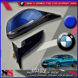 Bmw 4 Series F32 F33 M-sport 2018 Right Driver Side Wing Mirror Power Fold Blue
