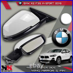 Bmw X2 F39 M-sport 2018 Right Driver Side Wing Mirror 5 Pin White Power Fold